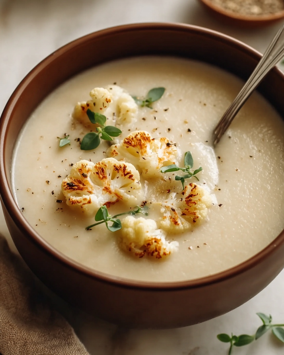 Roasted Garlic Cheddar Cauliflower Soup Recipe - Recipe Image