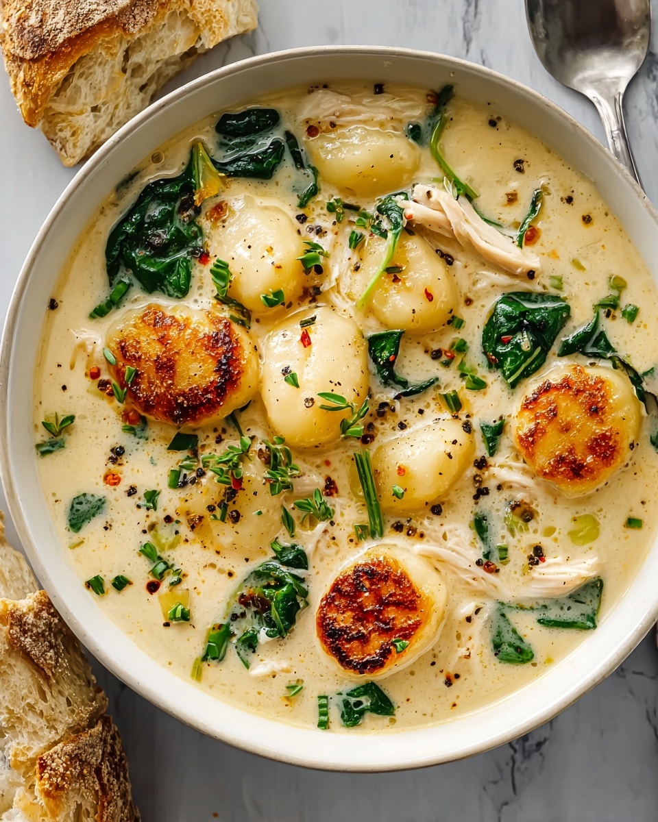 Creamy Chicken Gnocchi Soup with Garlic Recipe - Recipe Image