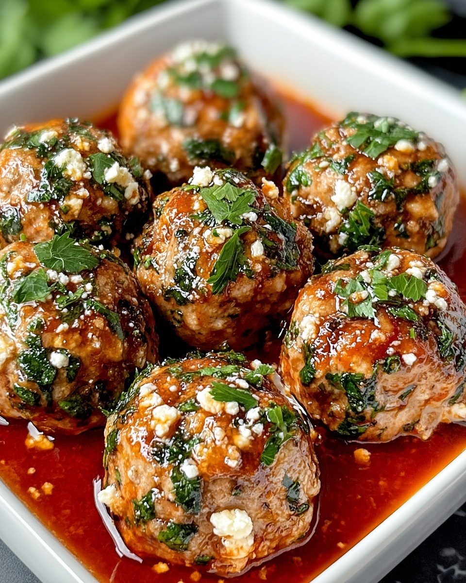 Baked Chicken Ricotta Spinach Meatballs in Marinara Recipe - Recipe Image