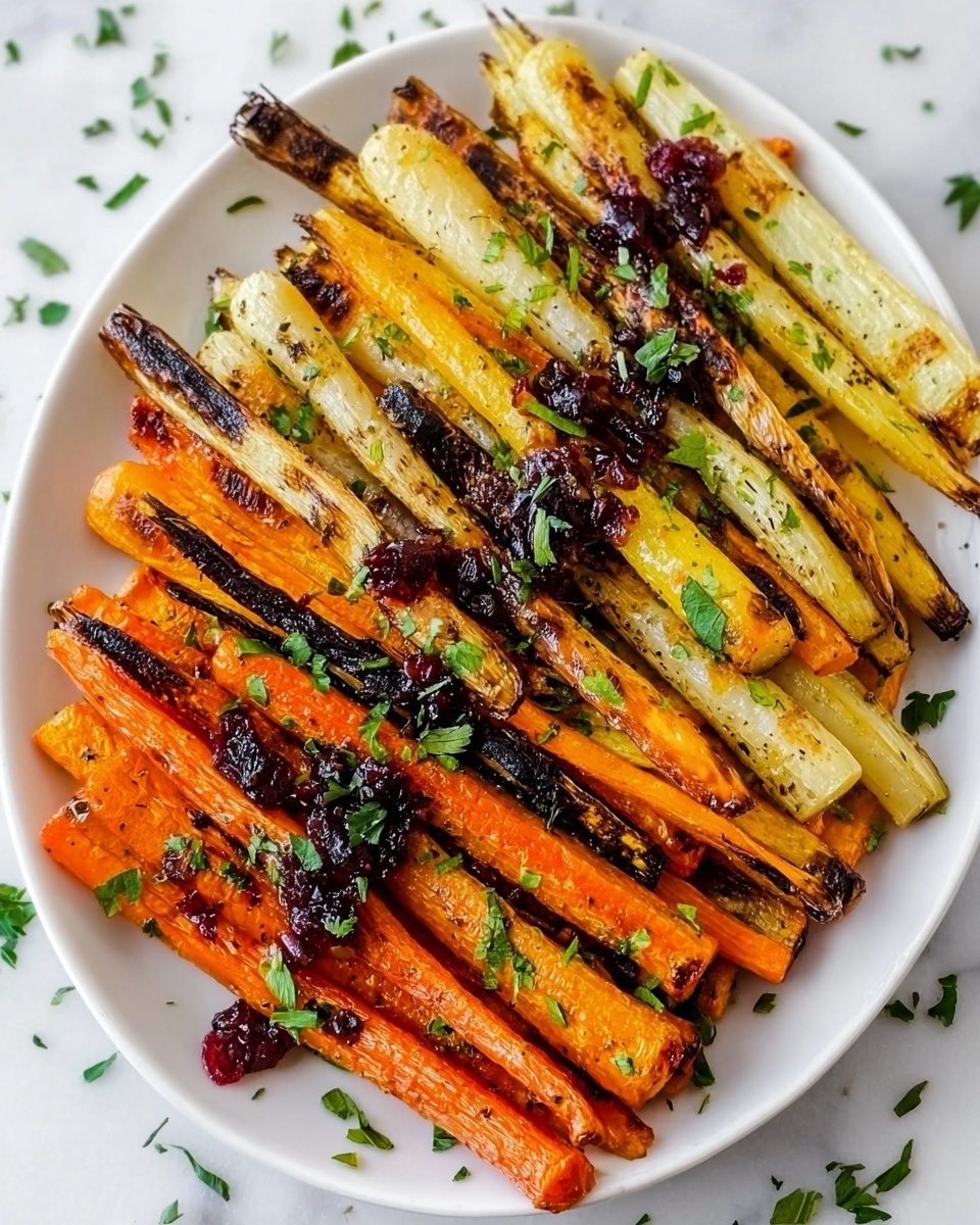 Roasted Carrots and Parsnips with Fresh Cranberry Glaze Recipe - Recipe Image