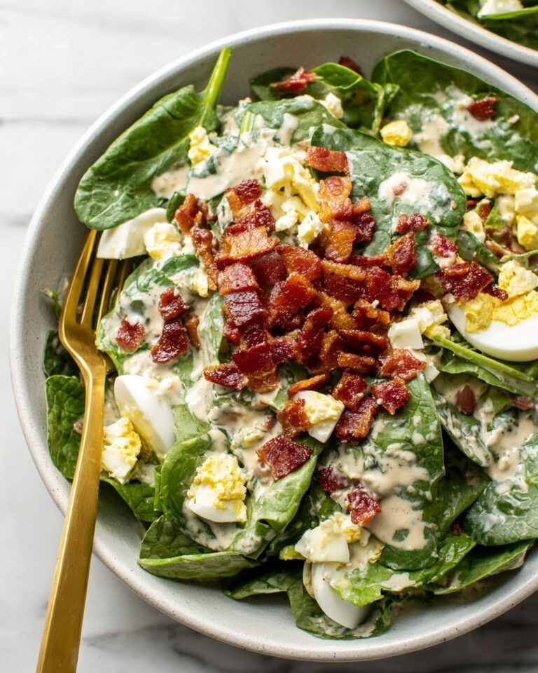 Spinach Salad with Bacon, Eggs, and Creamy Balsamic Dressing Recipe