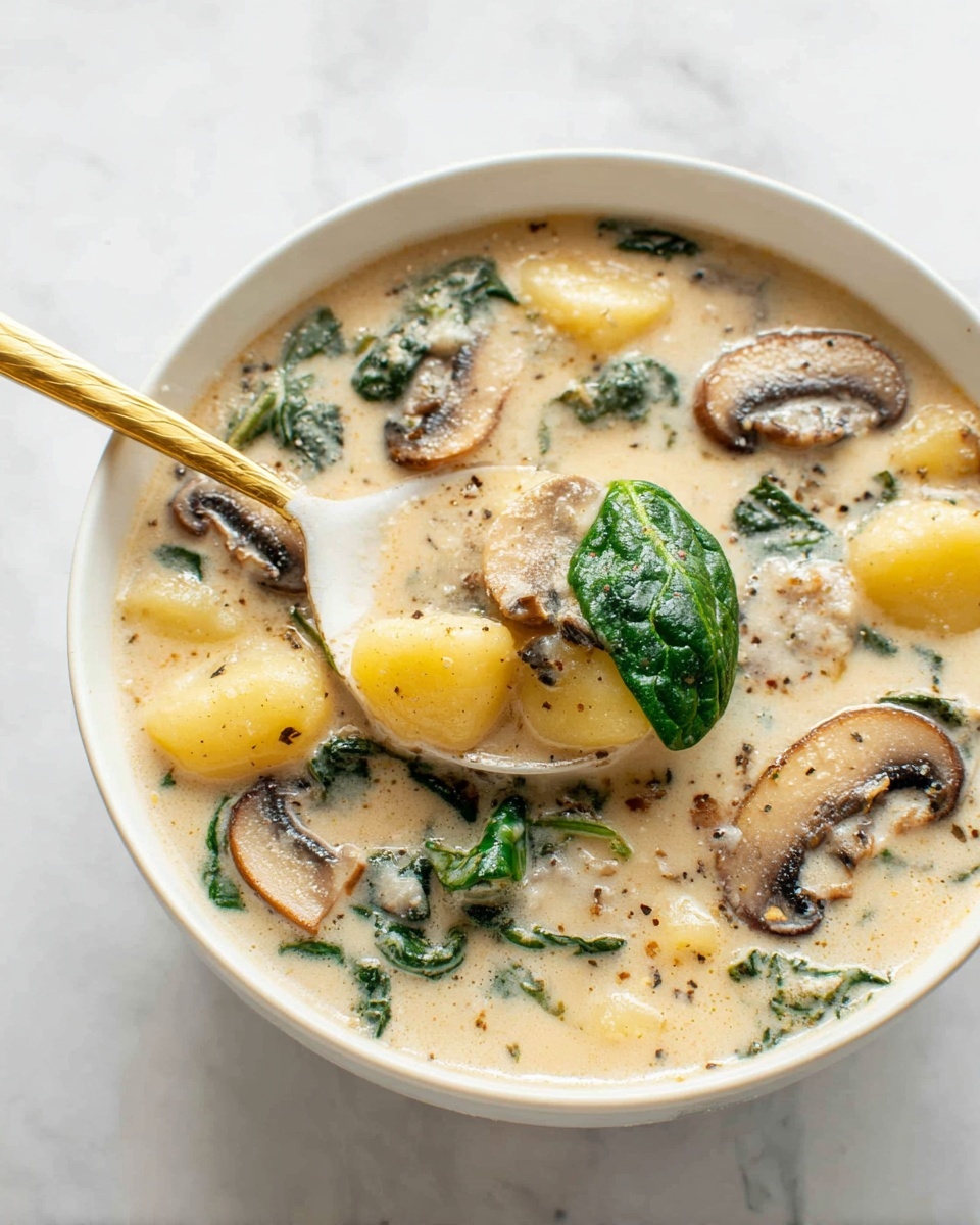 Parmesan, Mushroom, and Spinach Gnocchi Soup Recipe - Recipe Image
