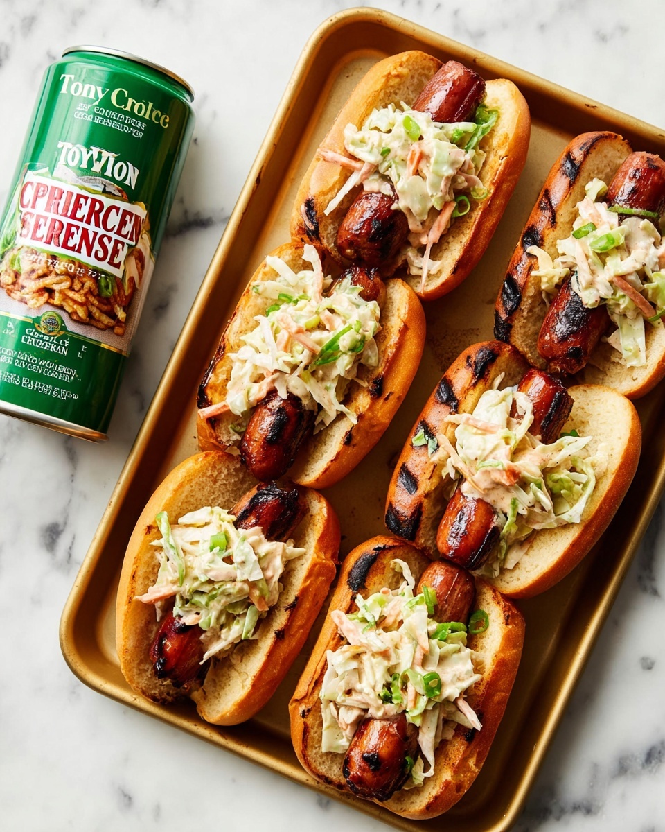 Cajun Beer Brats with Apple Coleslaw Recipe - Recipe Image