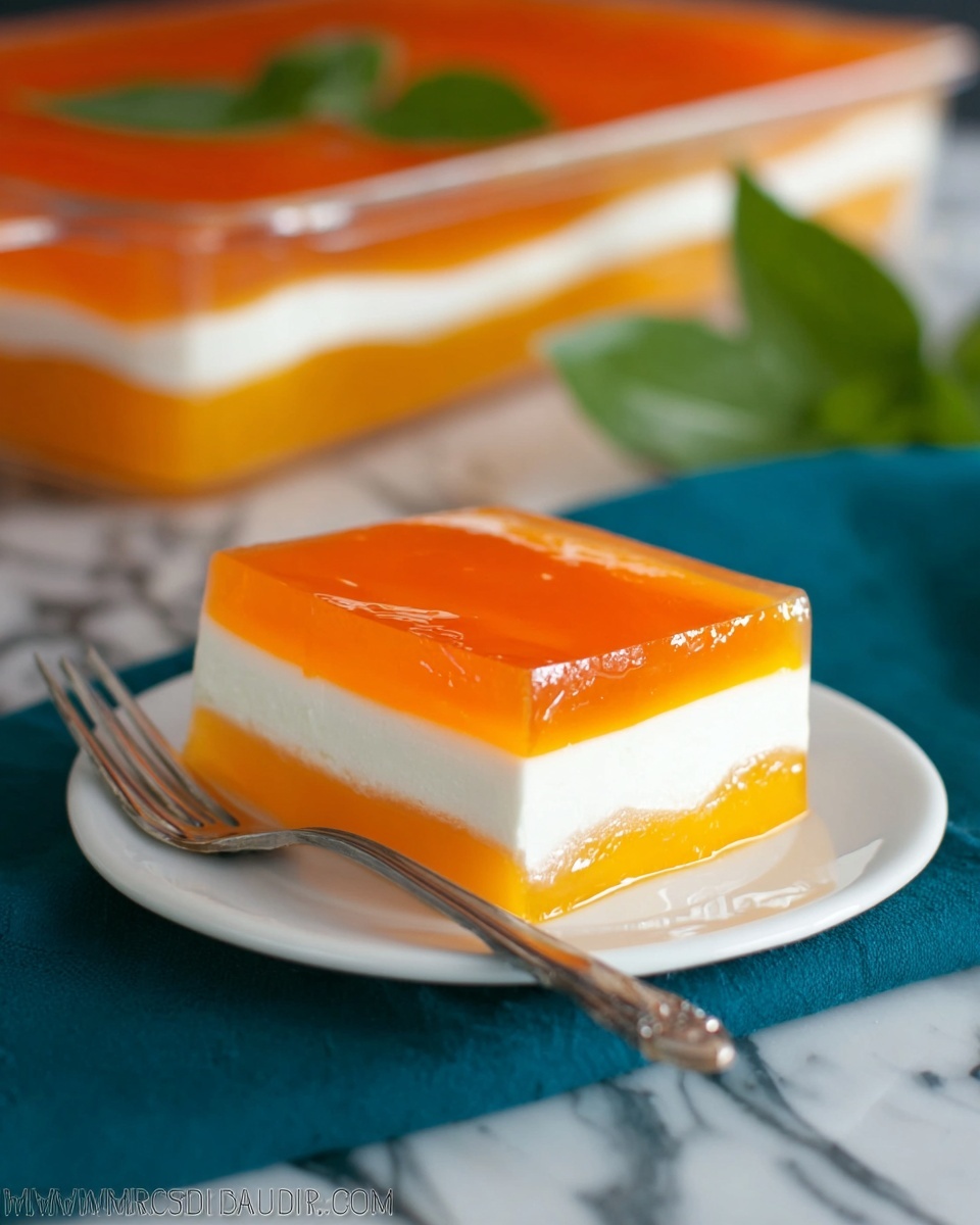 Peaches and Cream Layered Jello Recipe - Recipe Image