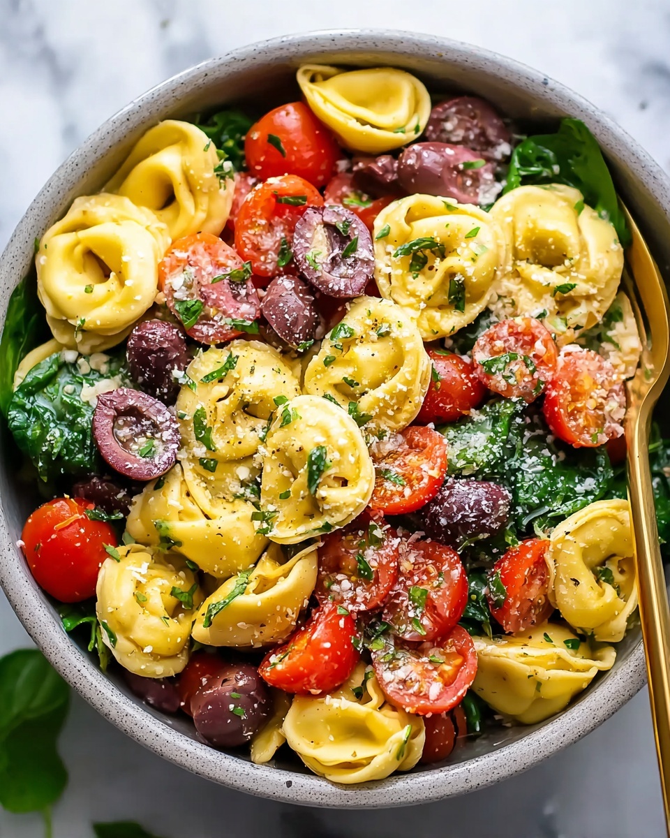 Tortellini Pasta Salad with Fresh Vegetables and Tangy Herb Dressing Recipe - Recipe Image