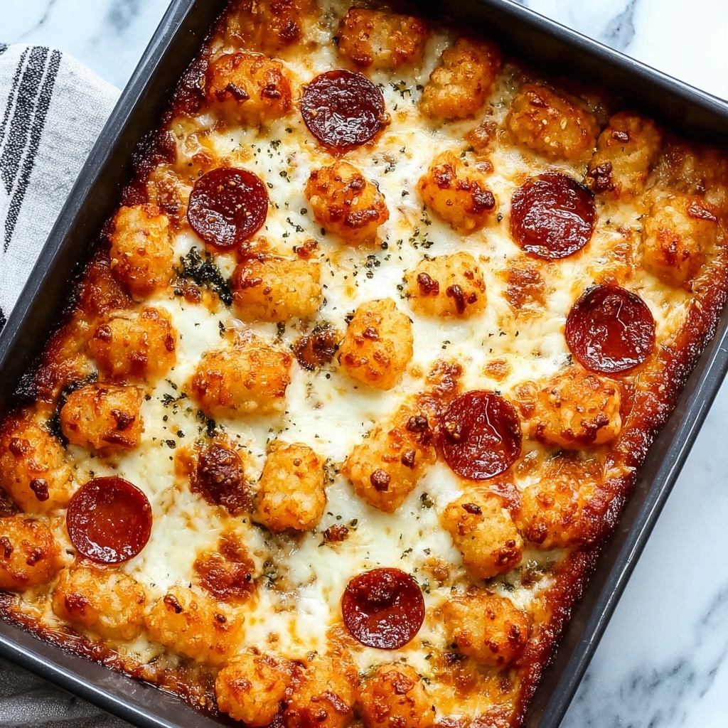Cheesy & Crispy Pizza Tot Casserole Recipe - Recipe Image