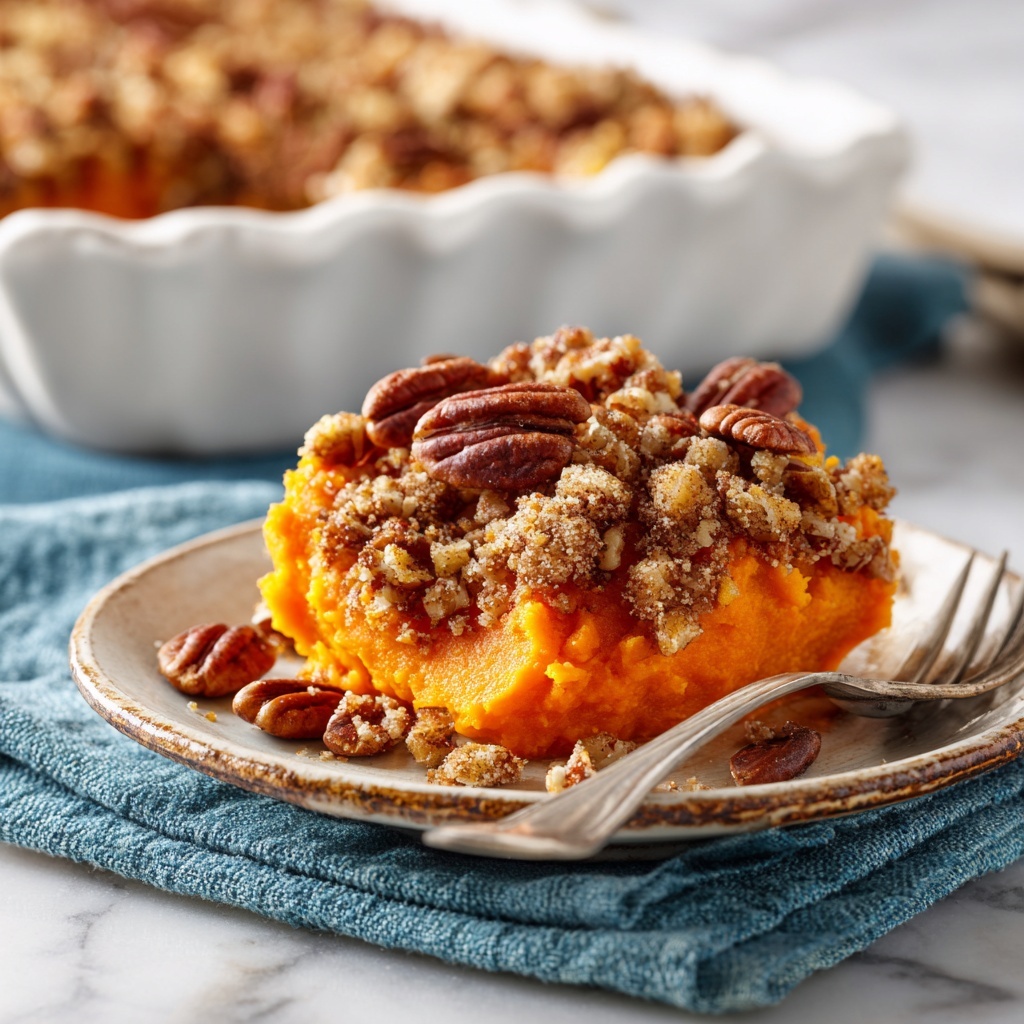 Sweet Potato Casserole with Pecan Crumble and Marshmallows Recipe - Recipe Image