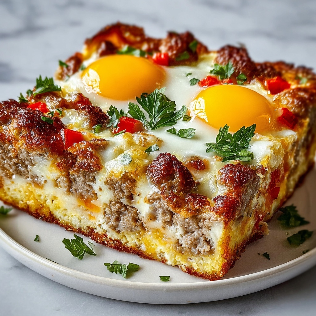 Savory Breakfast Casserole with Cheesy Toppings Recipe - Recipe Image