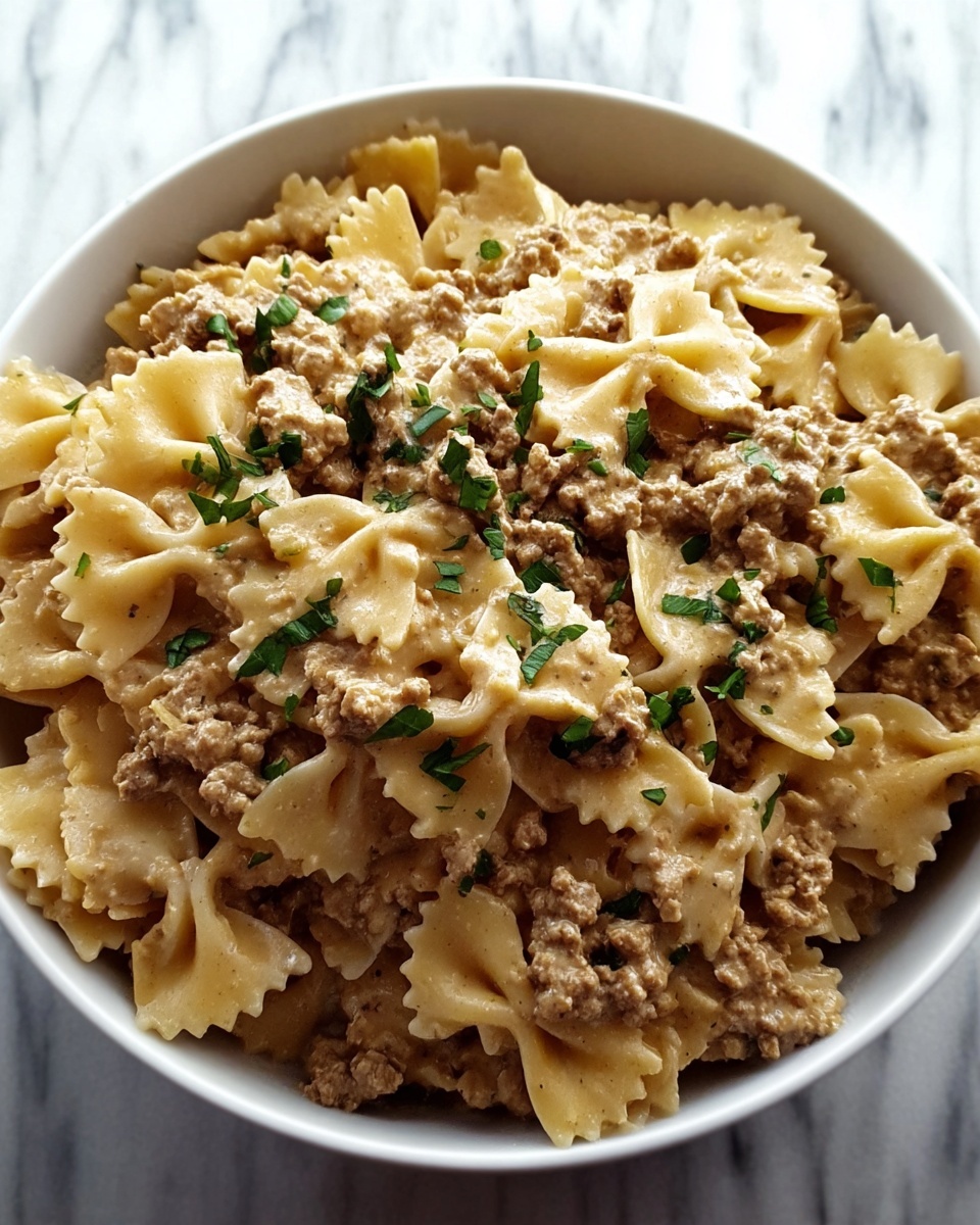Creamy Beef and Bowtie Pasta Recipe - Recipe Image