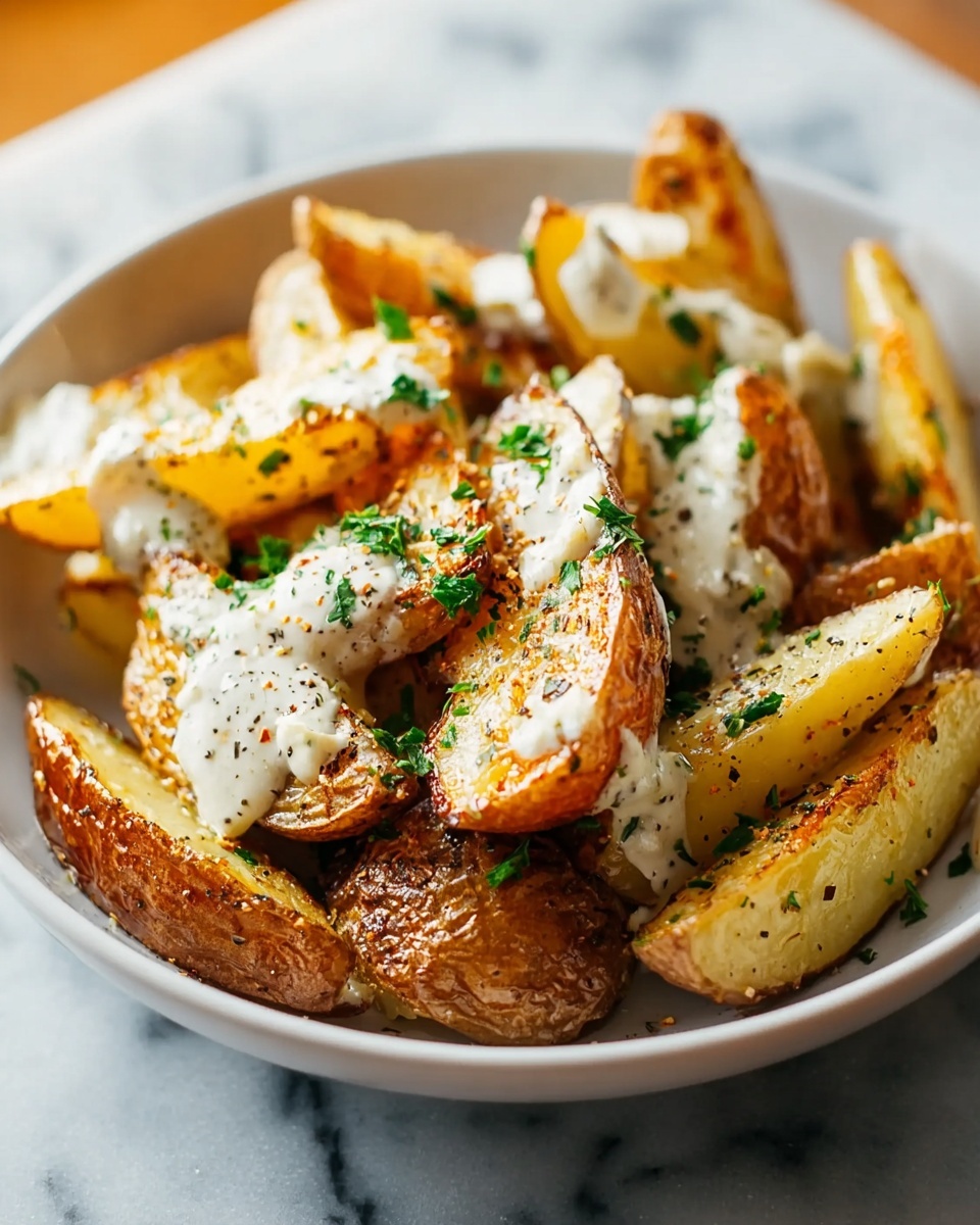 Roasted Potatoes in a Melted Goat Cheese Dressing Recipe - Recipe Image