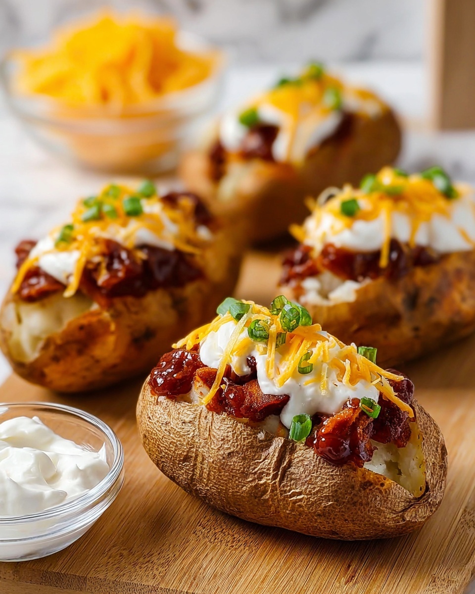 Slow Cooker BBQ Chicken Loaded Baked Potatoes Recipe - Recipe Image