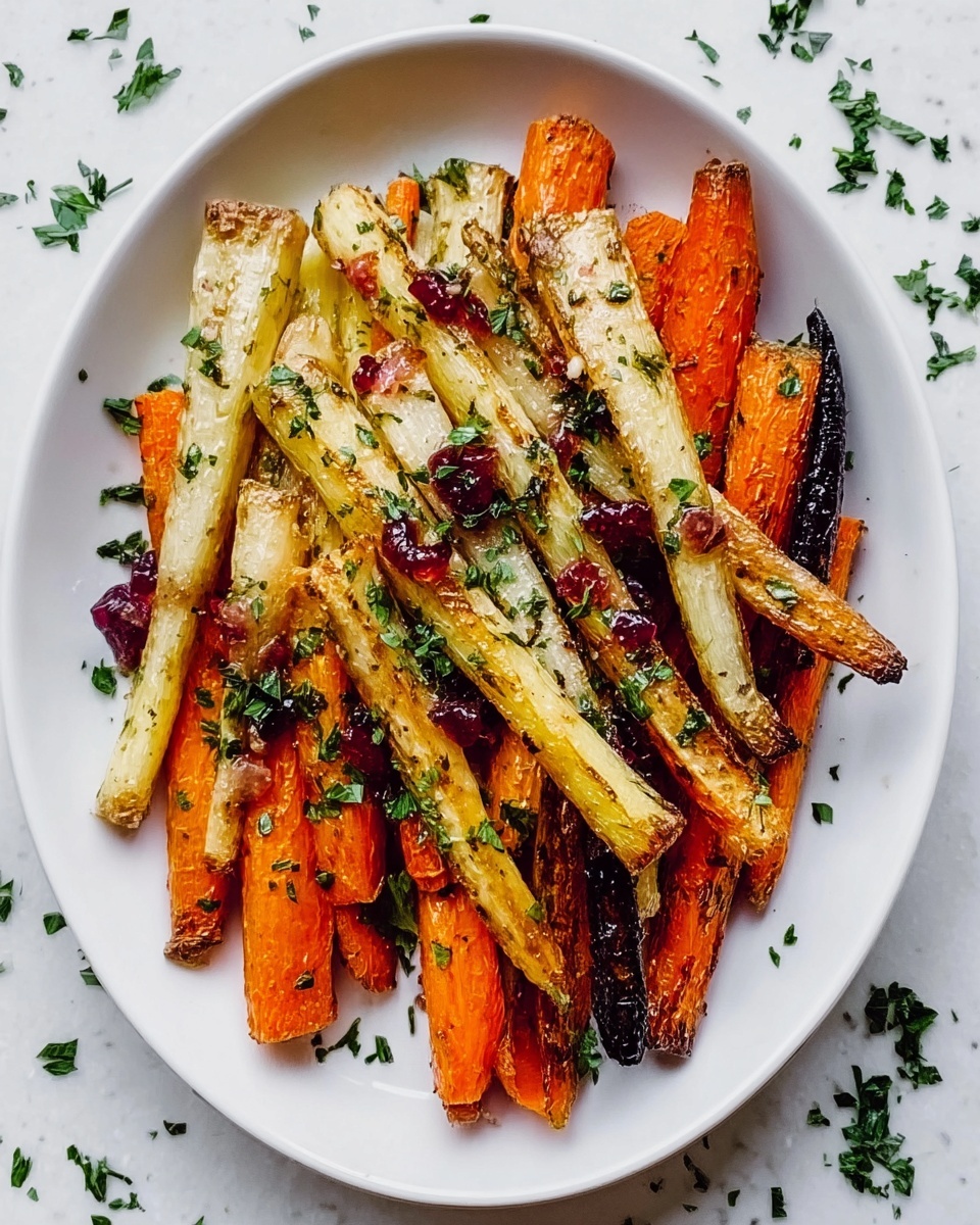 Roasted Carrots and Parsnips with Fresh Cranberry Glaze Recipe - Recipe Image