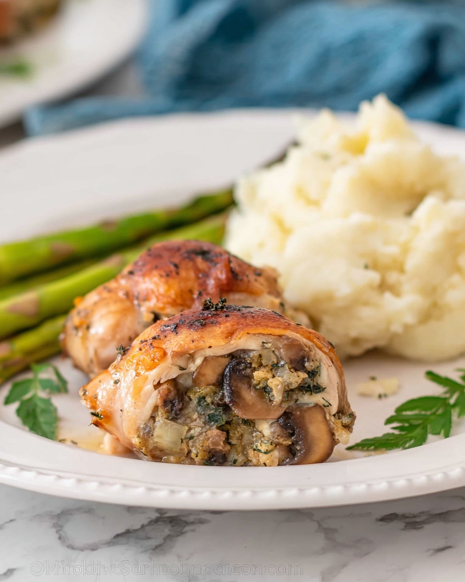 Baked Mushroom Stuffed Chicken Thighs Recipe - Recipe Image