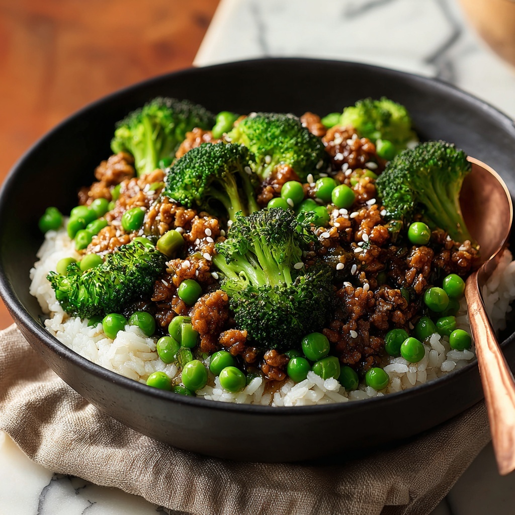 Teriyaki Ground Turkey with Broccoli and Peas Recipe - Recipe Image