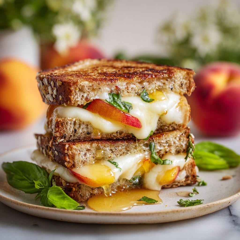 Honey Peach & White Cheddar Grilled Cheese Recipe - Recipe Image