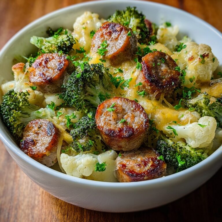 Cheesy Broccoli, Sausage and Cauliflower Casserole Recipe