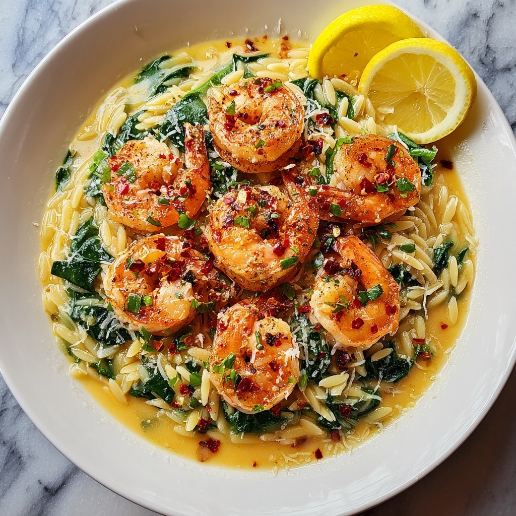 Shrimp Orzo in Lemon Garlic Sauce Recipe - Recipe Image