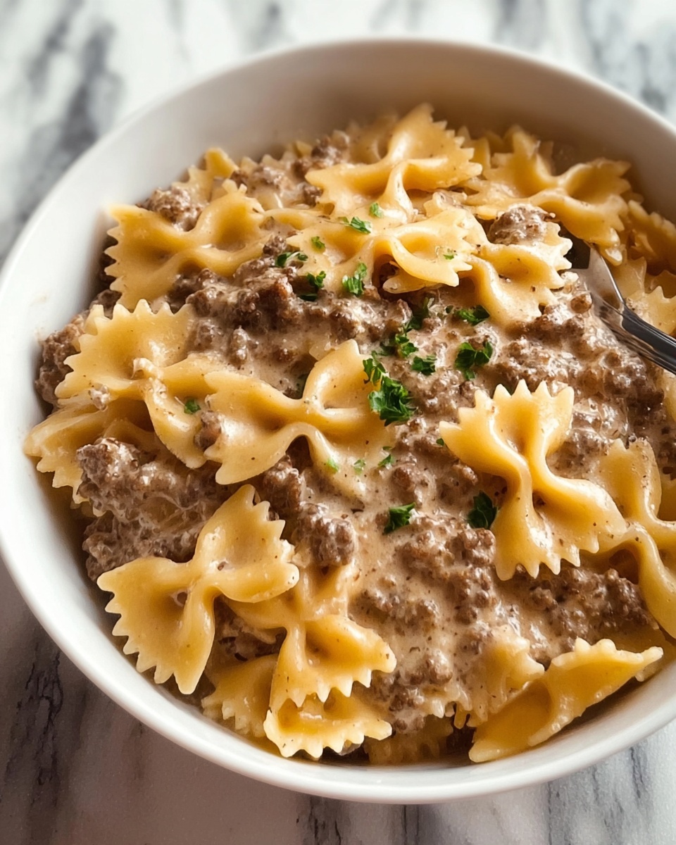 Creamy Beef and Bowtie Pasta Recipe - Recipe Image