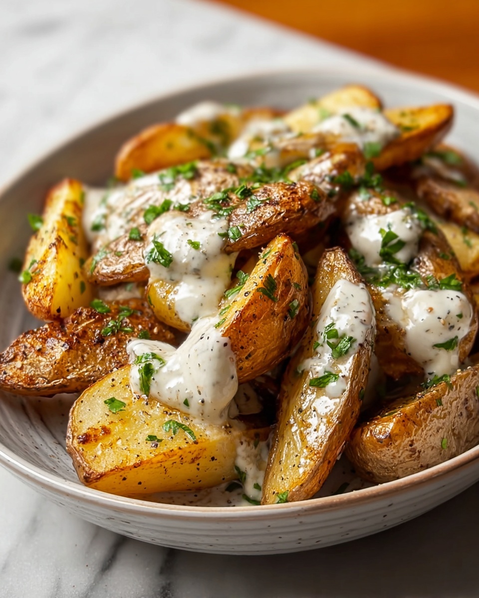 Roasted Potatoes in a Melted Goat Cheese Dressing Recipe - Recipe Image