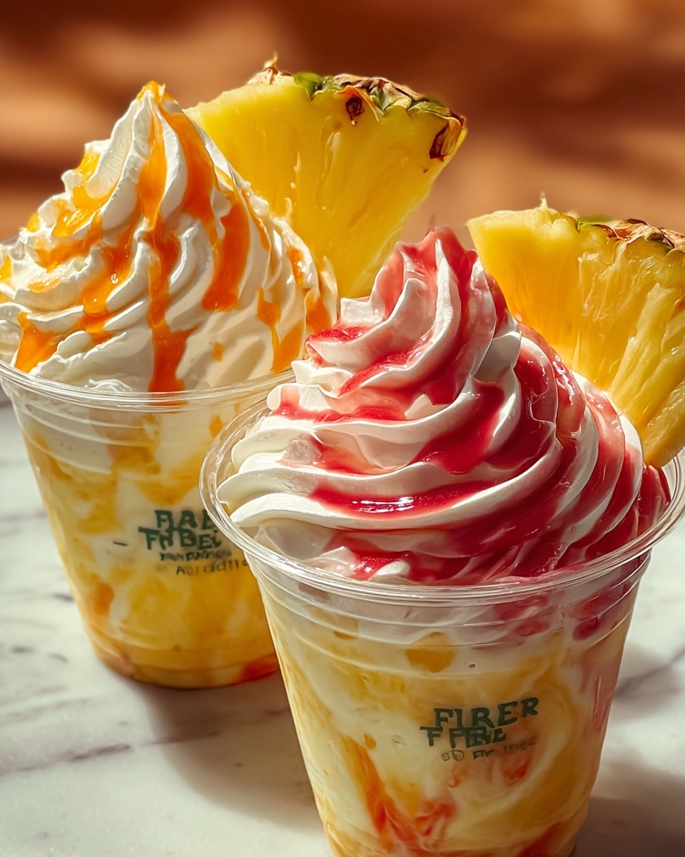 How to Make the Perfect Pineapple Strawberry Swirled Frappuccino Recipe - Recipe Image