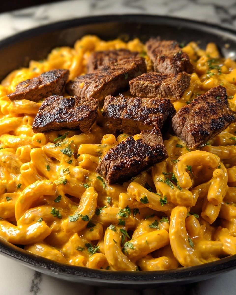 Creamy Cajun Butter Steak Pasta Skillet Recipe - Recipe Image