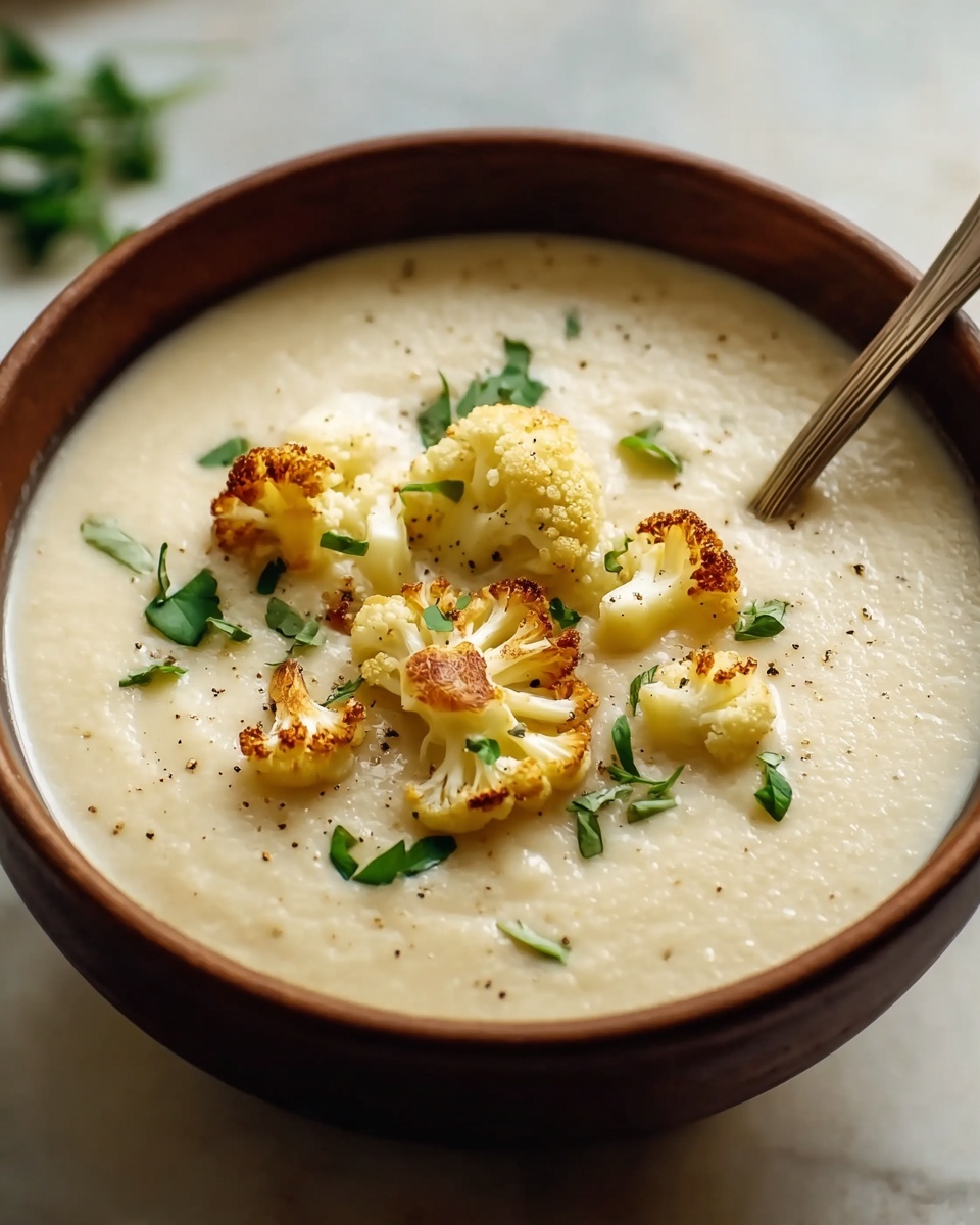Roasted Garlic Cheddar Cauliflower Soup Recipe - Recipe Image