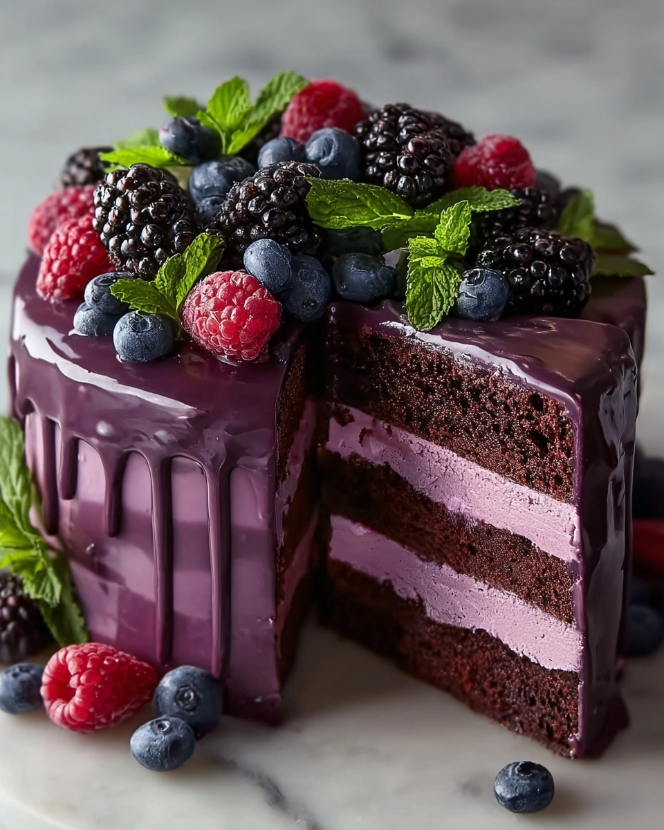 Dark Romance Chocolate Blackberry Cake Recipe - Recipe Image