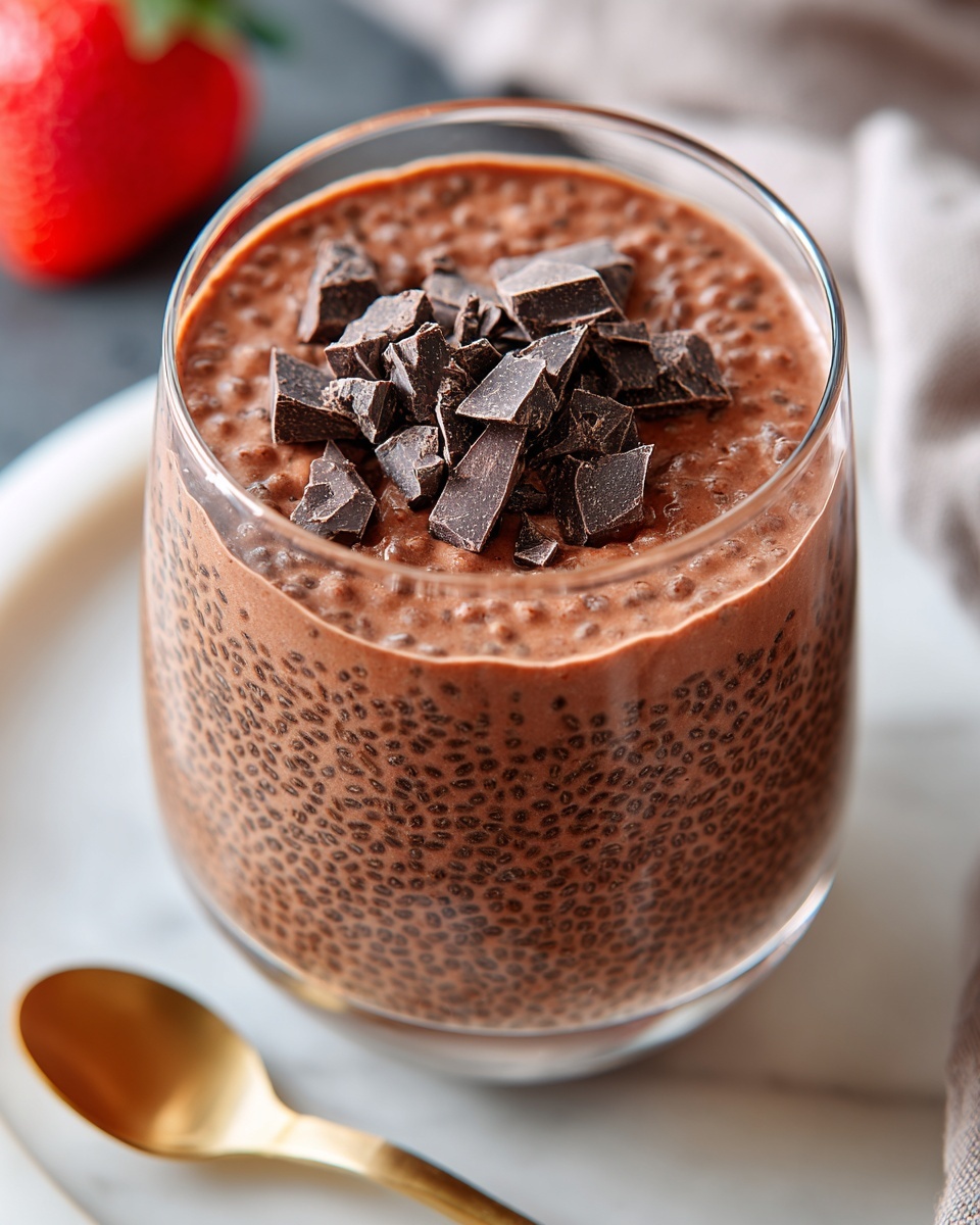 Chocolate Chia Pudding with Strawberries, Cacao Nibs, and Peanut Butter Recipe - Recipe Image