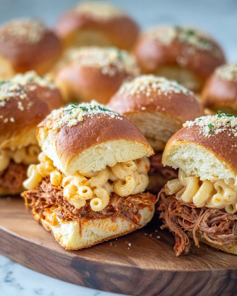 Pulled Pork Mac and Cheese Sliders Recipe - Recipe Image
