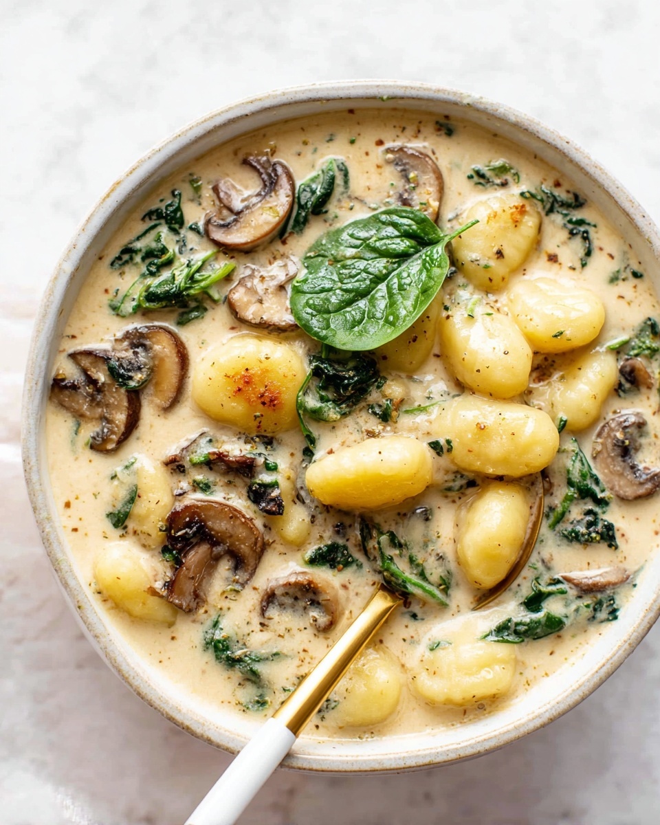 Parmesan, Mushroom, and Spinach Gnocchi Soup Recipe - Recipe Image