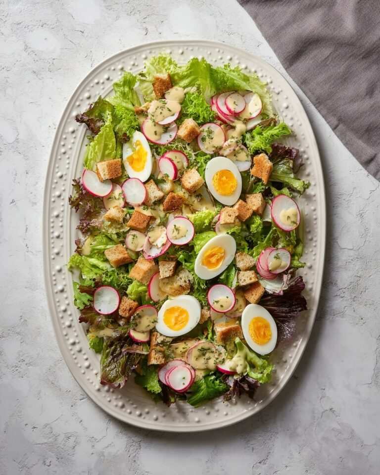 Butter Leaf Lettuce Salad with Lemon Dill Dressing and Crispy Baguette Croutons Recipe