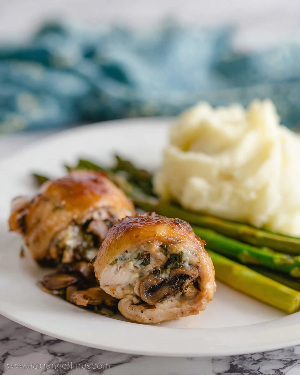 Baked Mushroom Stuffed Chicken Thighs Recipe - Recipe Image