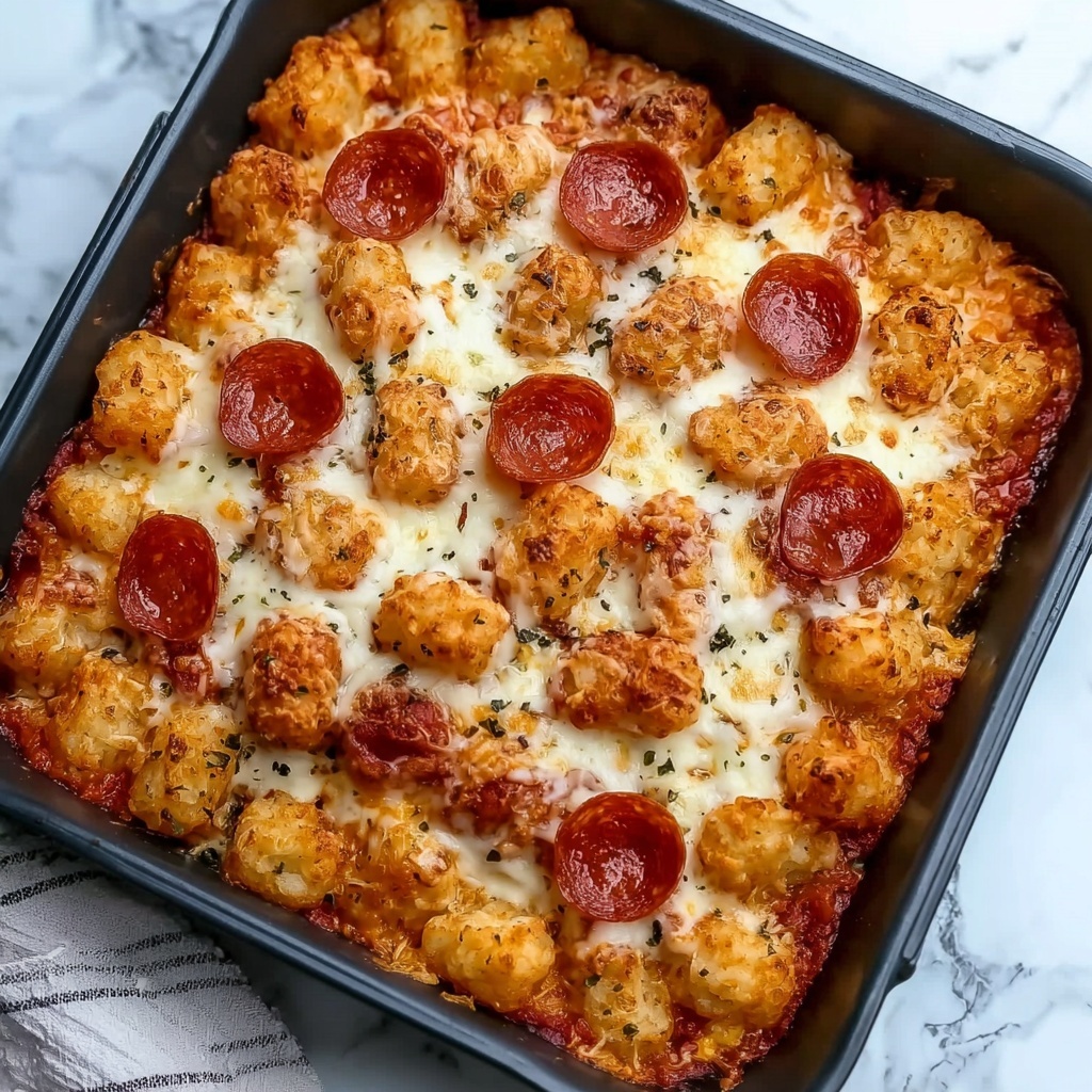 Cheesy & Crispy Pizza Tot Casserole Recipe - Recipe Image