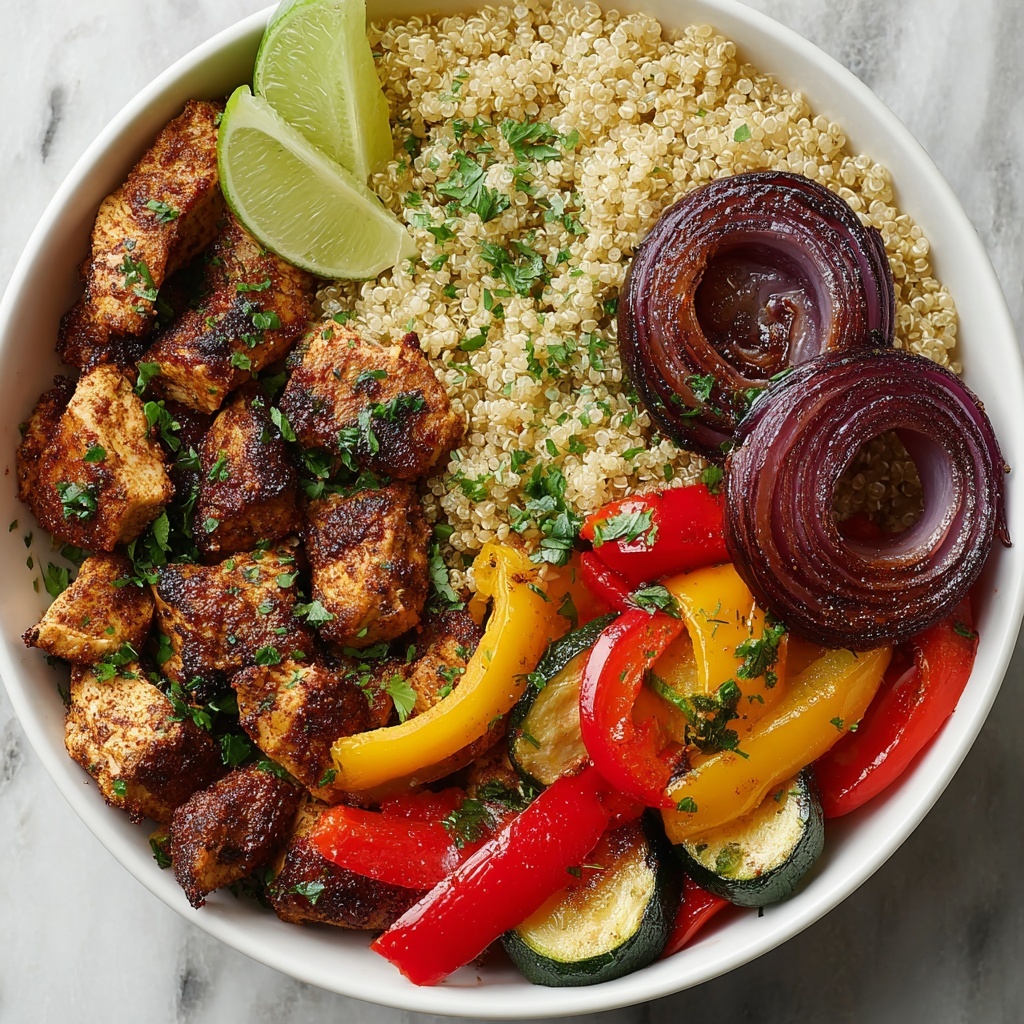 Healthy Spicy Chicken and Roasted Vegetable Bowls Recipe - Recipe Image