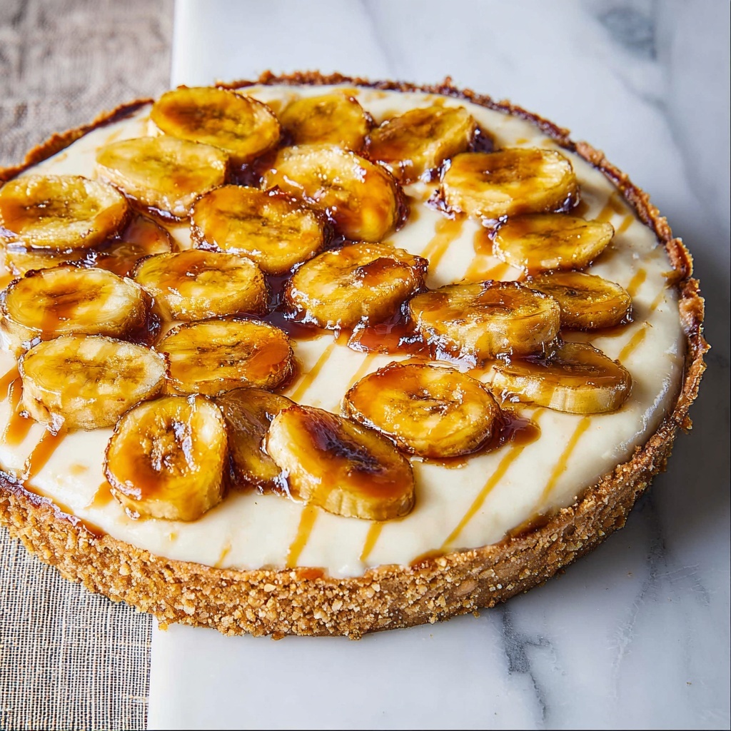 No Bake Salted Caramel Cheesecake with Caramelized Bananas Recipe - Recipe Image