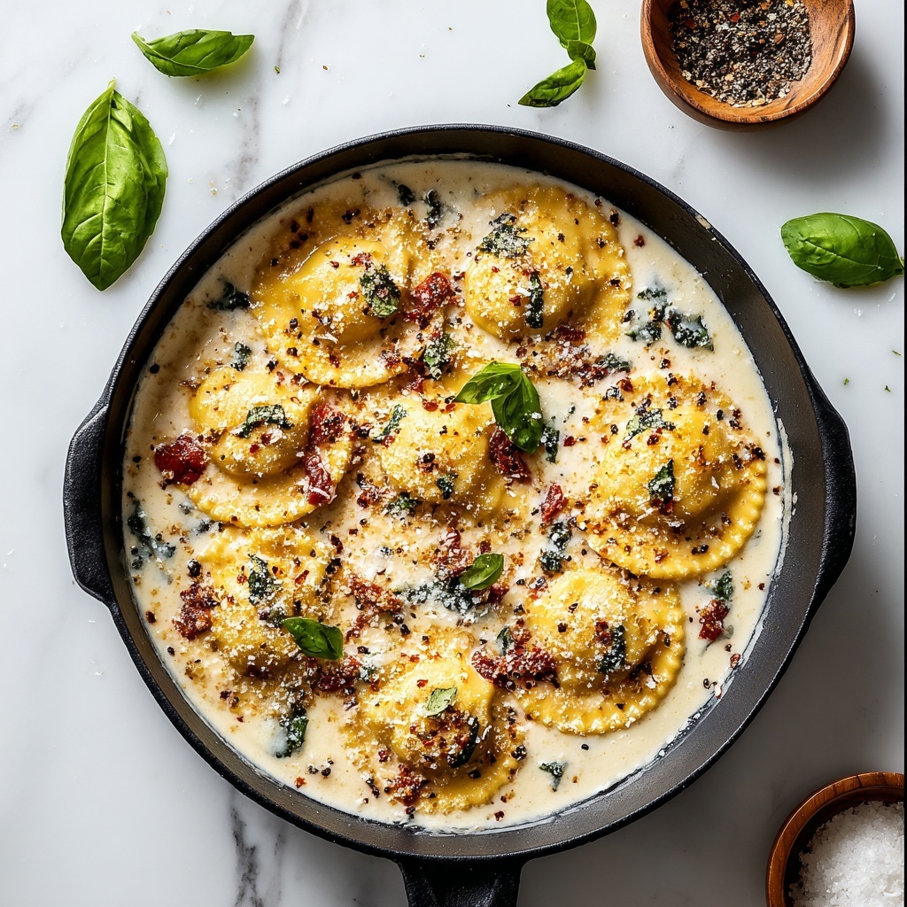 Creamy Tuscan Ravioli Recipe - Recipe Image