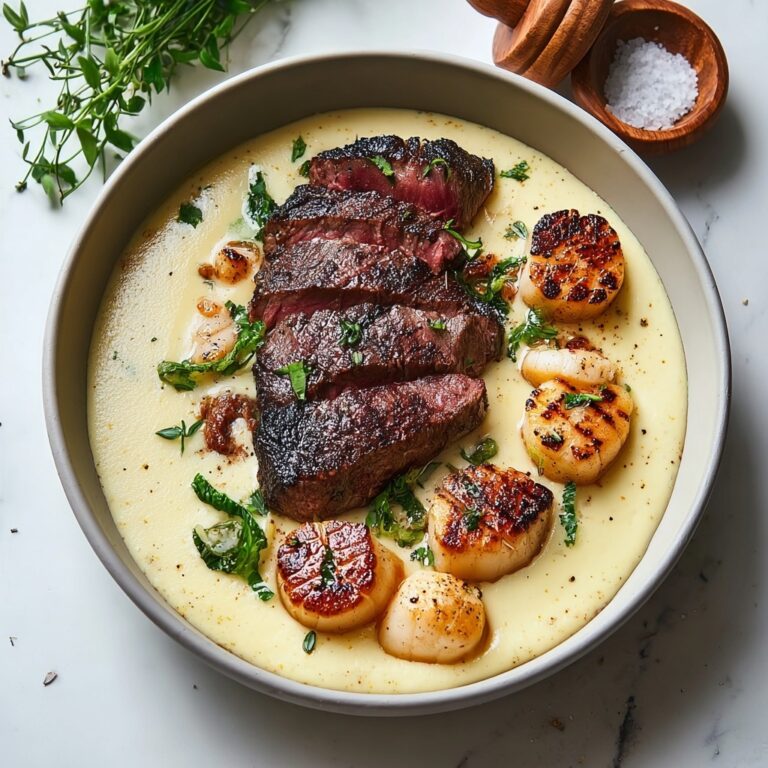 Surf and Turf with Creamy Garlic Sauce Recipe