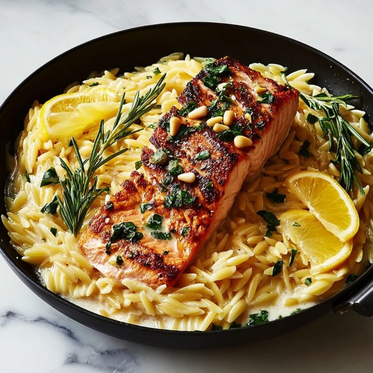 One Skillet Salmon with Lemon Orzo Recipe