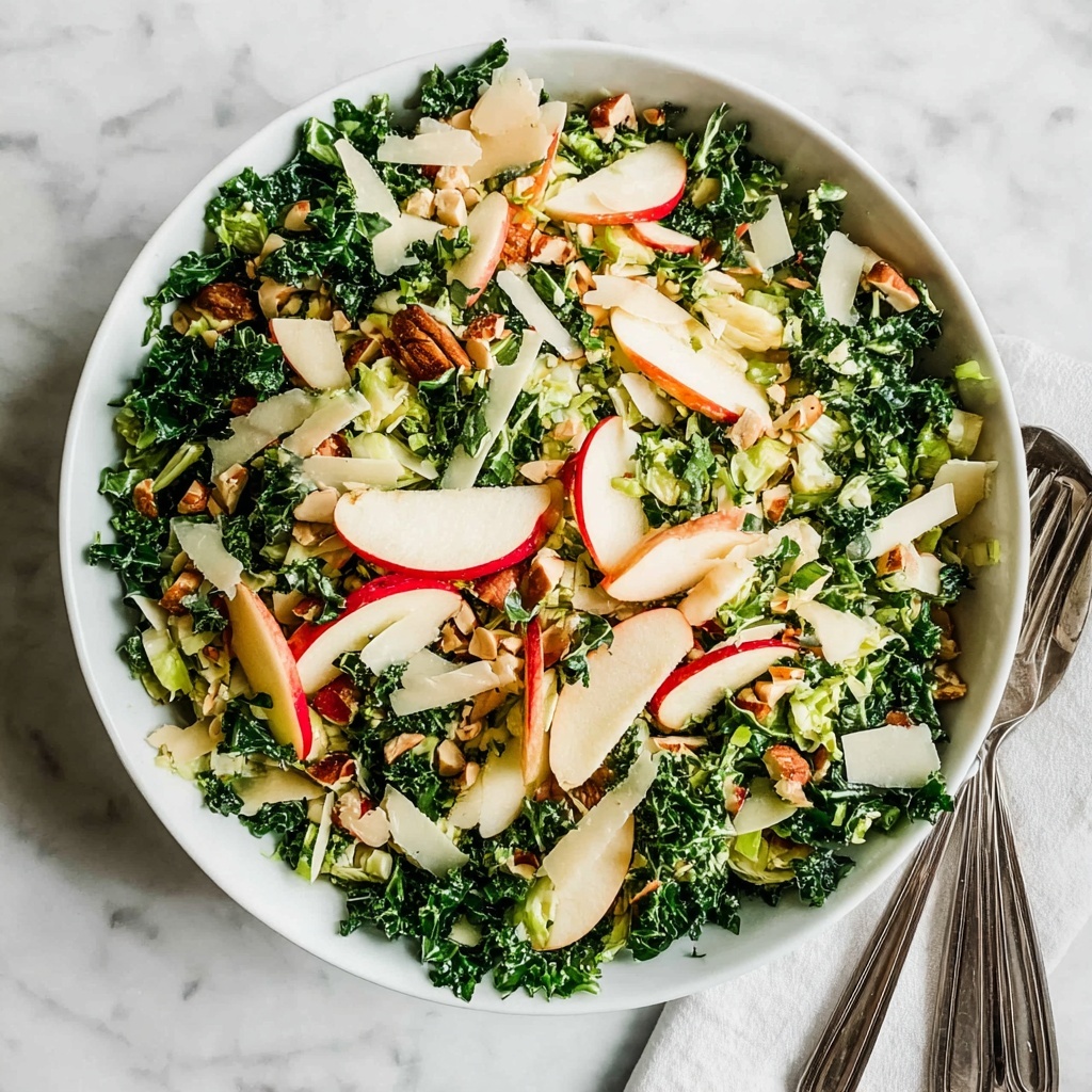 Fall Kale and Brussels Sprouts Salad with Honeycrisp Apples, Nuts, and Parmesan Recipe - Recipe Image