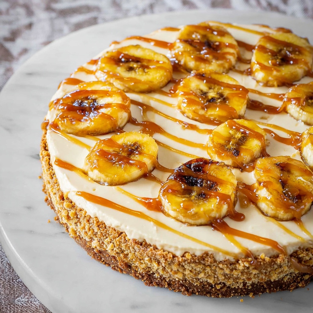No Bake Salted Caramel Cheesecake with Caramelized Bananas Recipe - Recipe Image