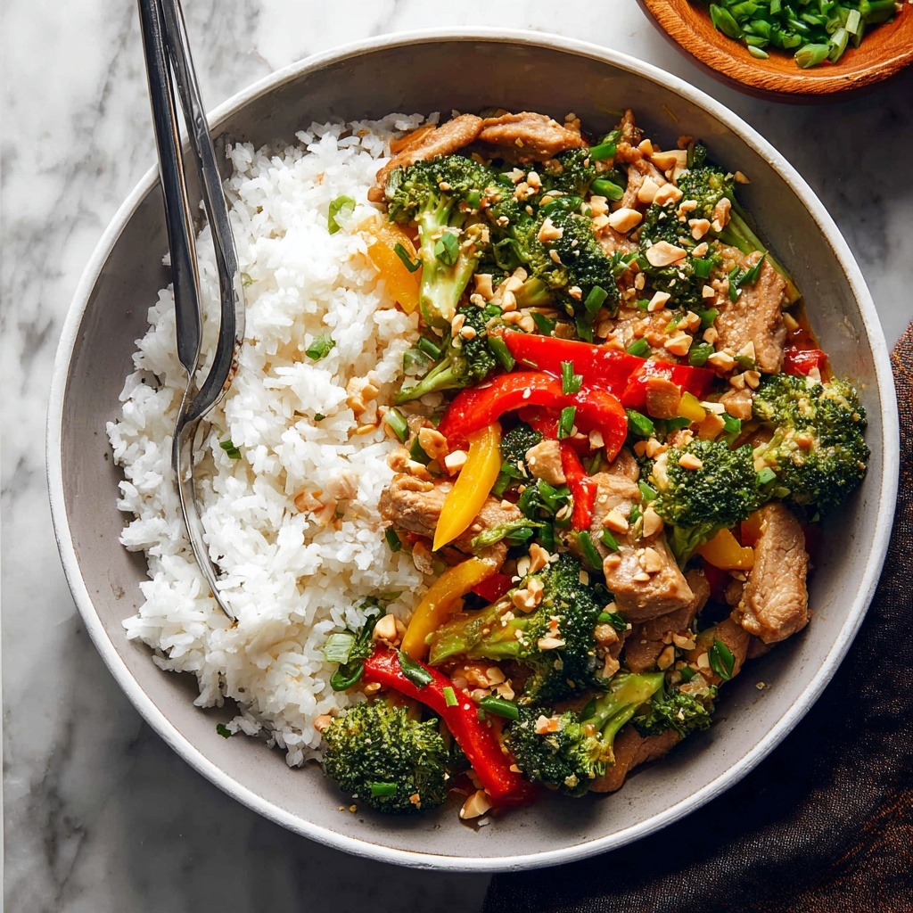 Pork Stir Fry with Vegetables and Peanuts Recipe - Recipe Image