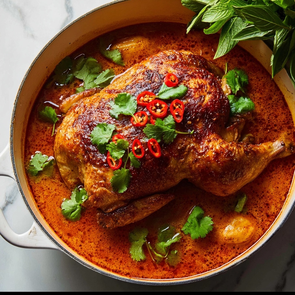 Thai Red Curry Pot Roast Chicken with Potatoes, Green Beans, and Jasmine Rice Recipe - Recipe Image