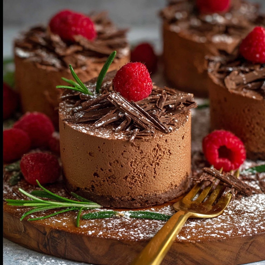 Mini Chocolate Cakes with Rich Cocoa Frosting and Raspberry Garnish Recipe - Recipe Image