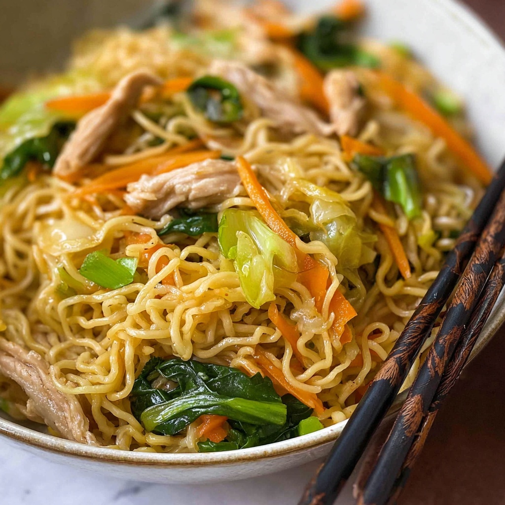 Chow Mein Ramen Noodles with Chicken and Vegetables Recipe - Recipe Image