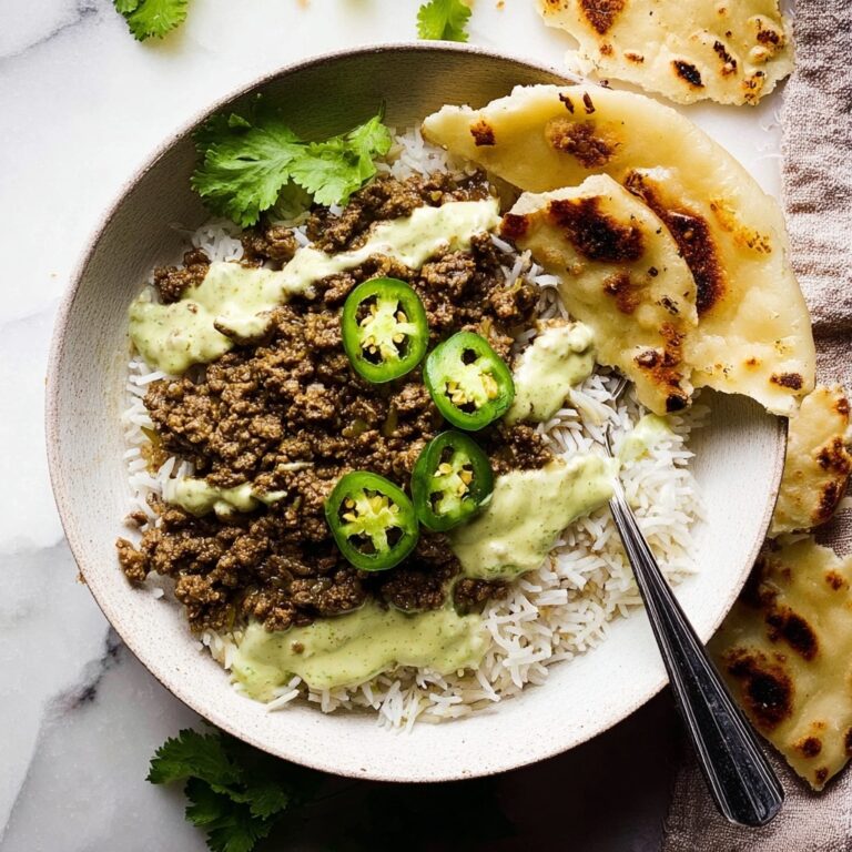 Qeema Indian Curried Beef with Mint Yogurt Recipe