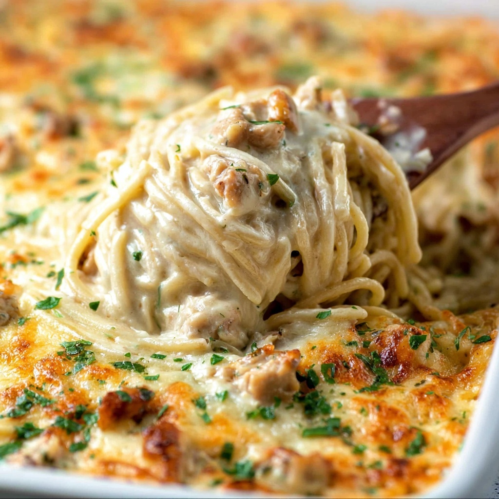 Creamy Chicken Mushroom Pasta Bake (Chicken Tetrazzini) Recipe - Recipe Image