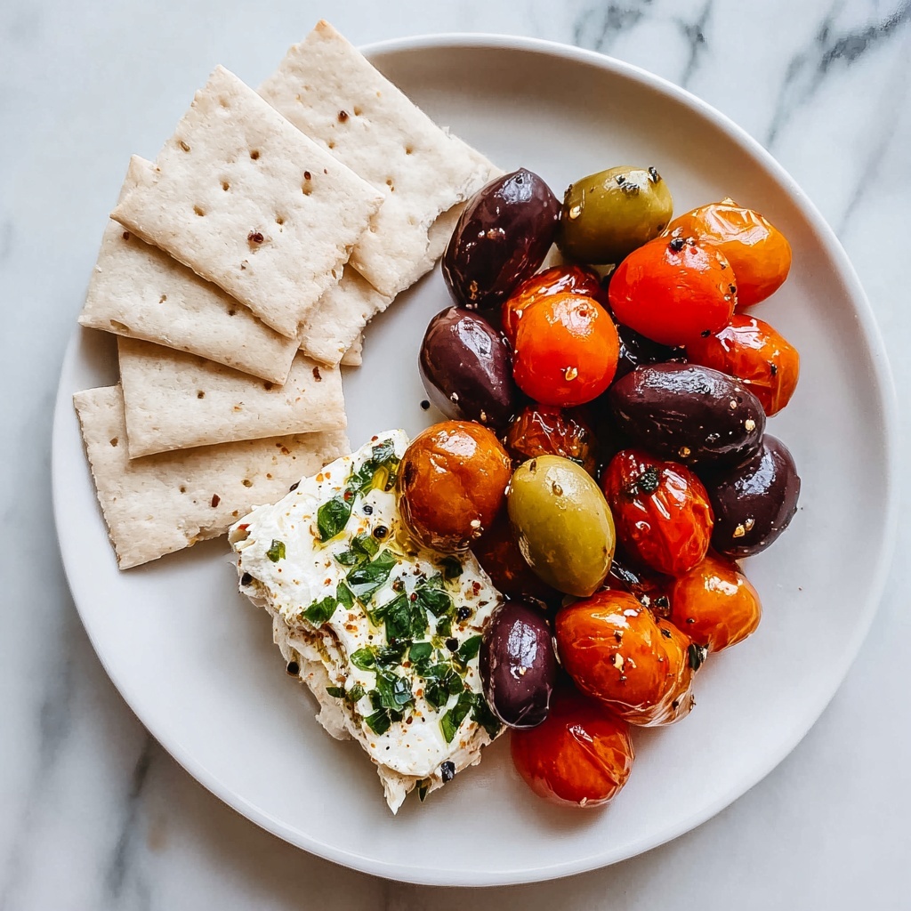 Baked Feta with Olives and Cherry Tomatoes Recipe - Recipe Image
