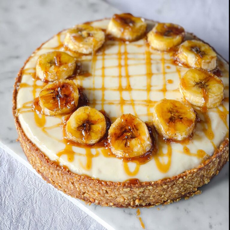 No Bake Salted Caramel Cheesecake with Caramelized Bananas Recipe