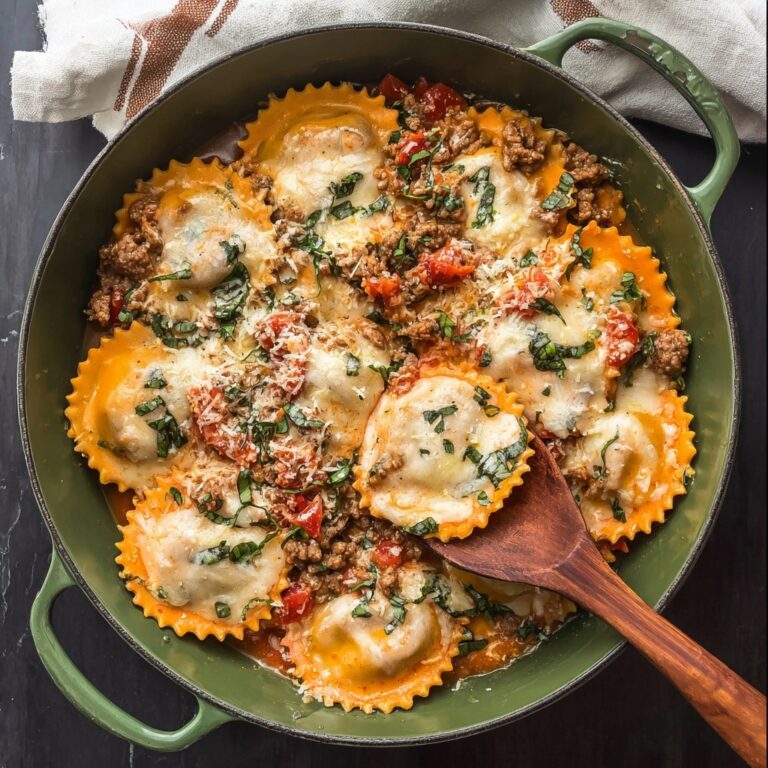 Cheese Ravioli with Sausage in Tomato Basil Sauce Recipe