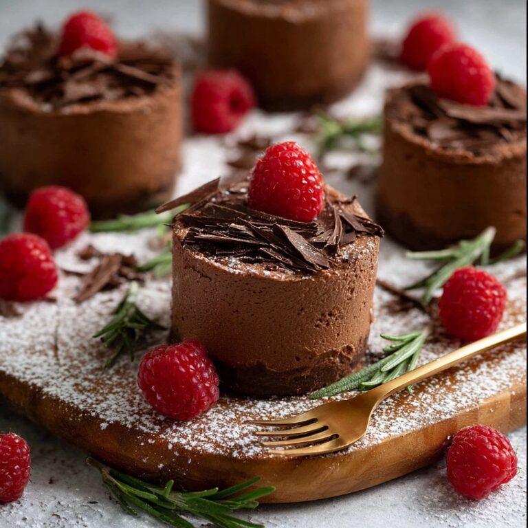 Mini Chocolate Cakes with Rich Cocoa Frosting and Raspberry Garnish Recipe